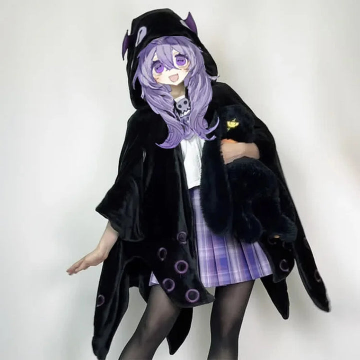 Halloween Cartoon Octopus Wearable Hooded Blanket