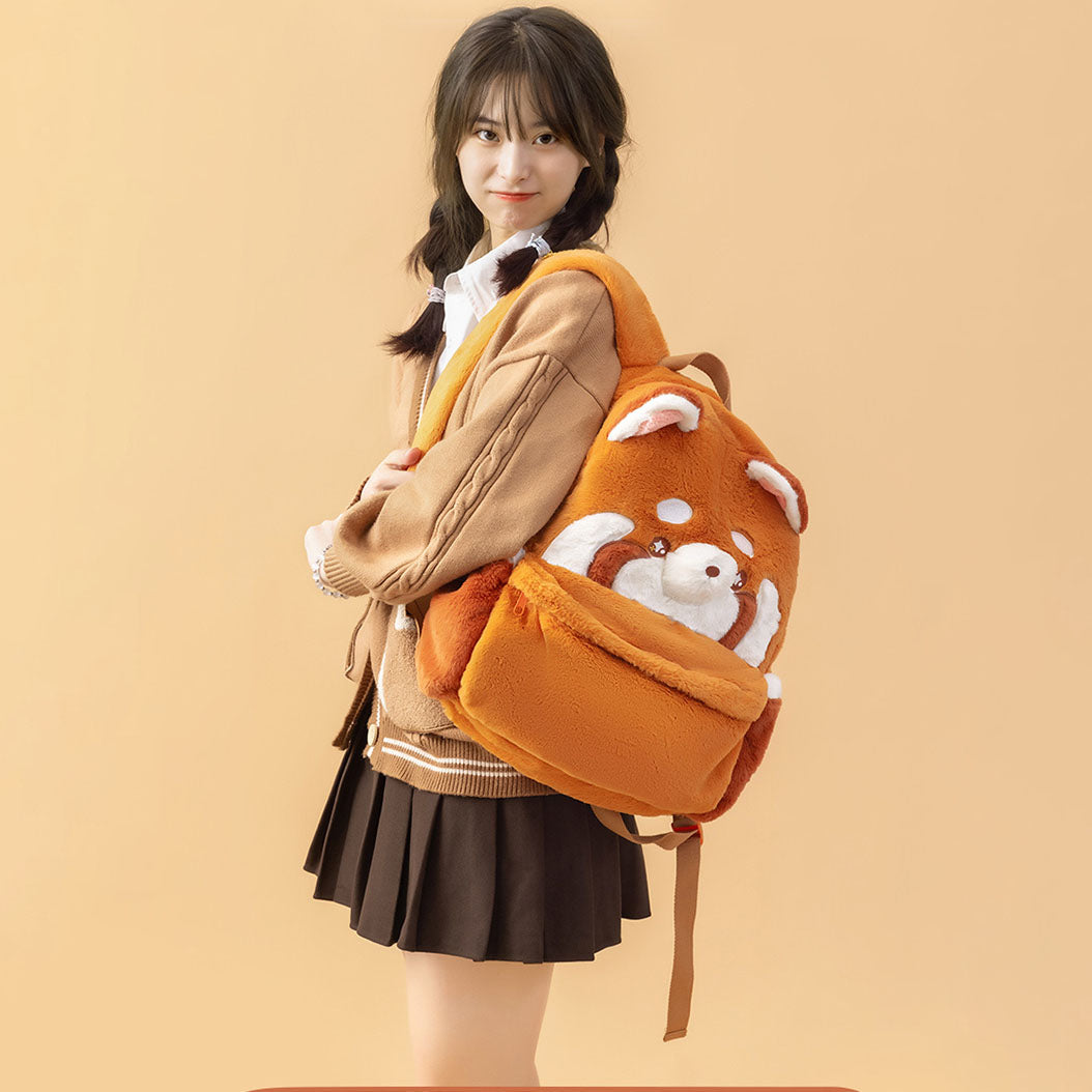 Kawaii Red Bear Plush Backpack