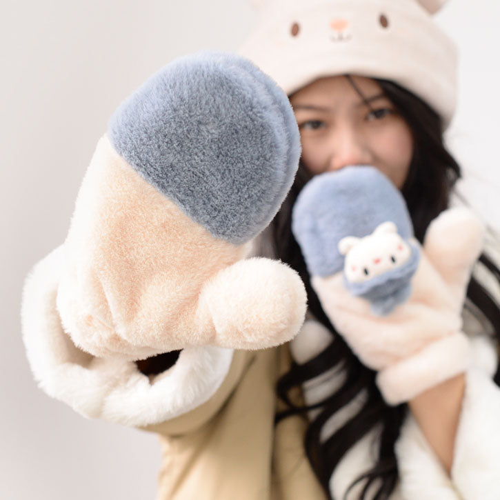 Cute Cartoon Rabbit Plush Thickened Gloves