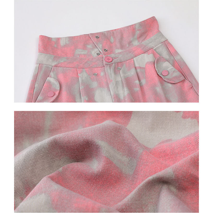High-waisted Pink Camo Cargo Pants