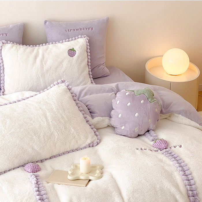 Purple Strawberry Bedding Set