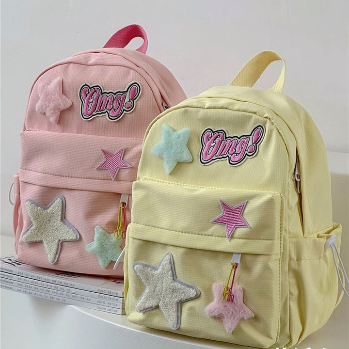 Stars Letters Embroidery School Backpack