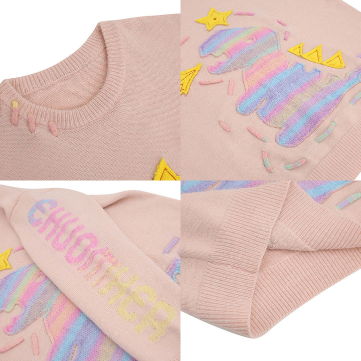Cute Cartoon Dinosaur Embroidery Sweater