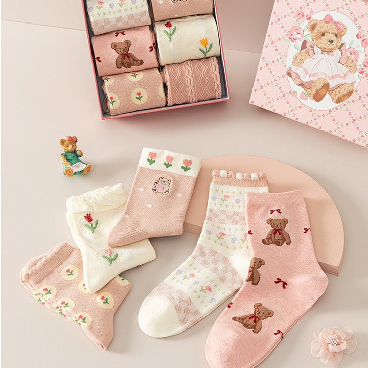 Cute Bear Deer Bunny Cotton Sock 6 Pairs/Set