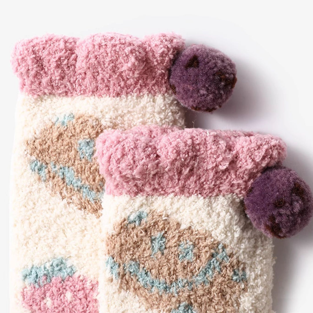 Cute Emoji Coral Fleece Thick Winter Socks