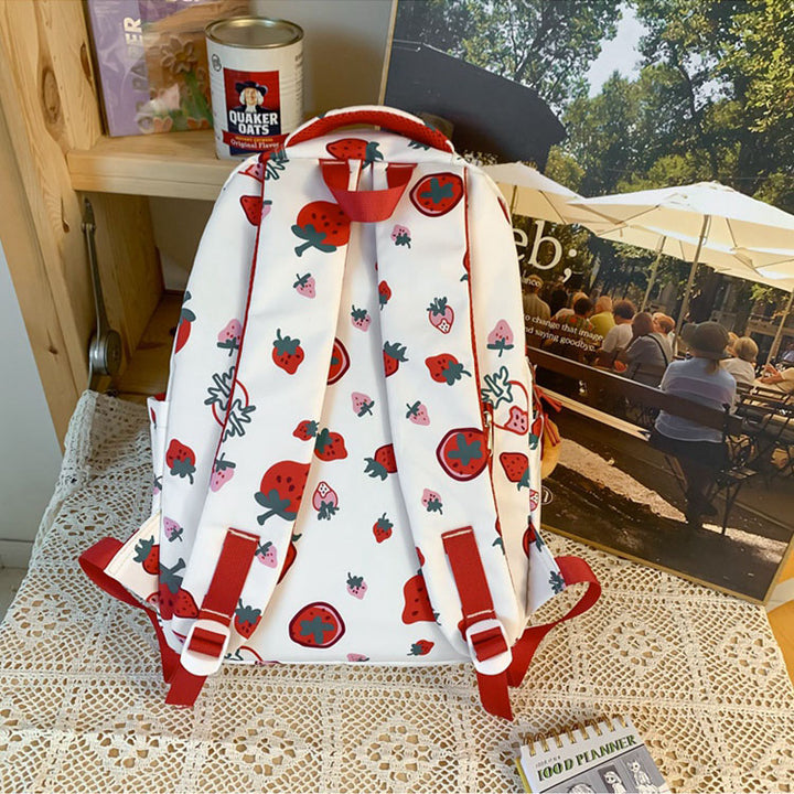 Cute Strawberry Print Backpack