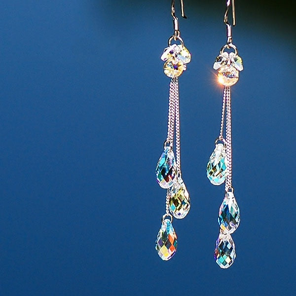 Teardrop Crystal Earrings - Austrian Crystals
