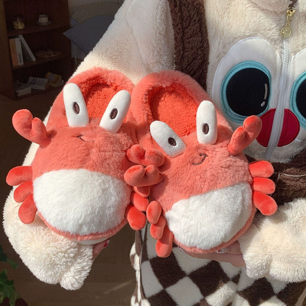 Cute Cartoon Crabs Plush Slippers