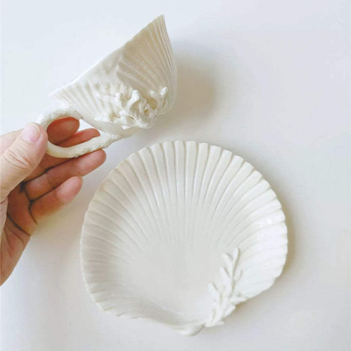 Shell Coffee Cup and Saucer