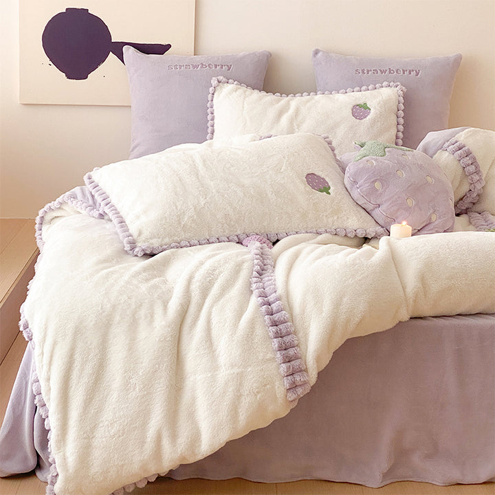 Purple Strawberry Bedding Set