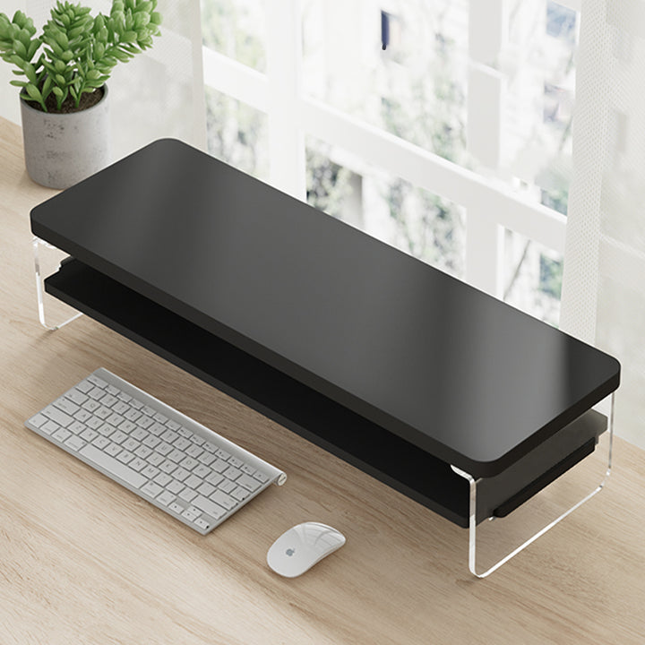 Sleek Dual-Layer Monitor Stand-white-green-black