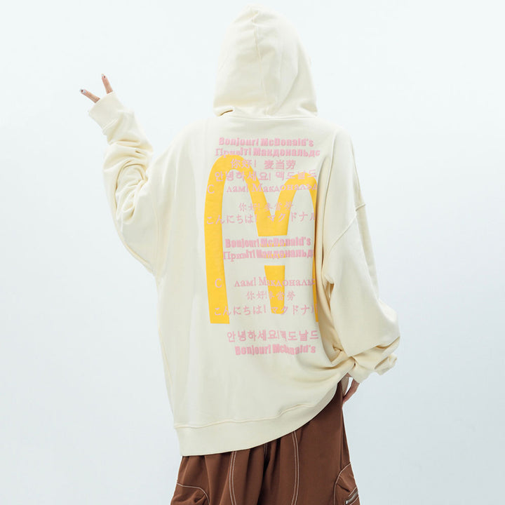 Vintage Letters Print Loose Hoodie
