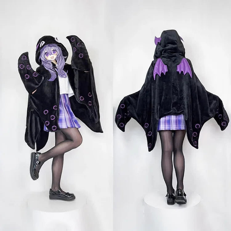 Halloween Cartoon Octopus Wearable Hooded Blanket