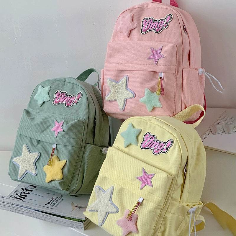 Stars Letters Embroidery School Backpack