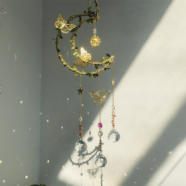 Crescent and Butterfly Wind Chime Decoration