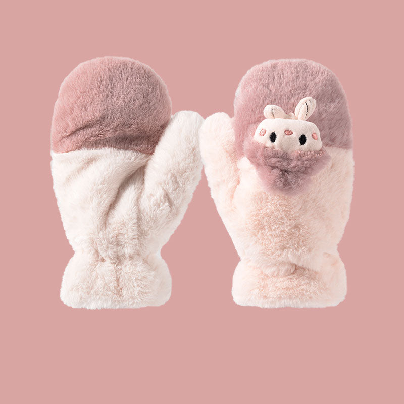 Cute Cartoon Rabbit Plush Thickened Gloves