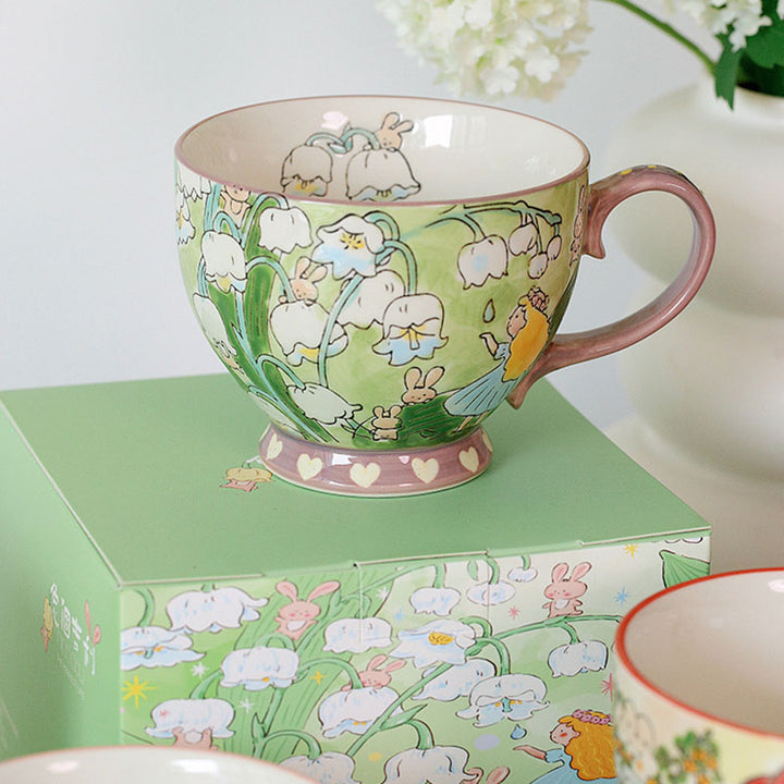 Cute Bunny Mushroom Lily of the Valley Mug