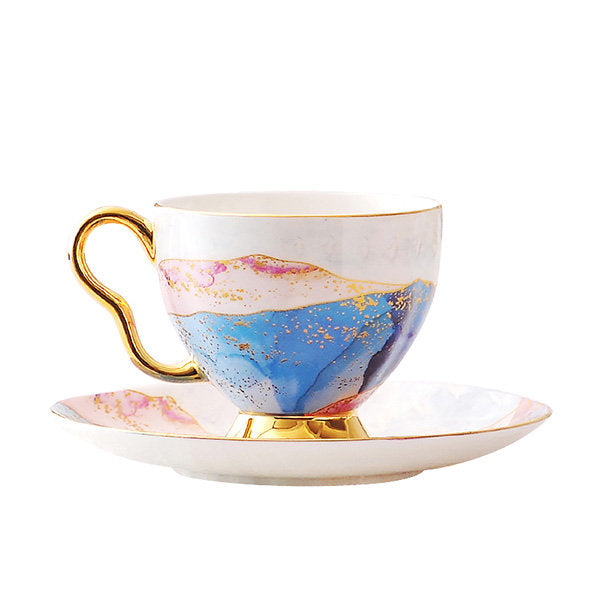 Golden Gilded China Coffee Cup Set