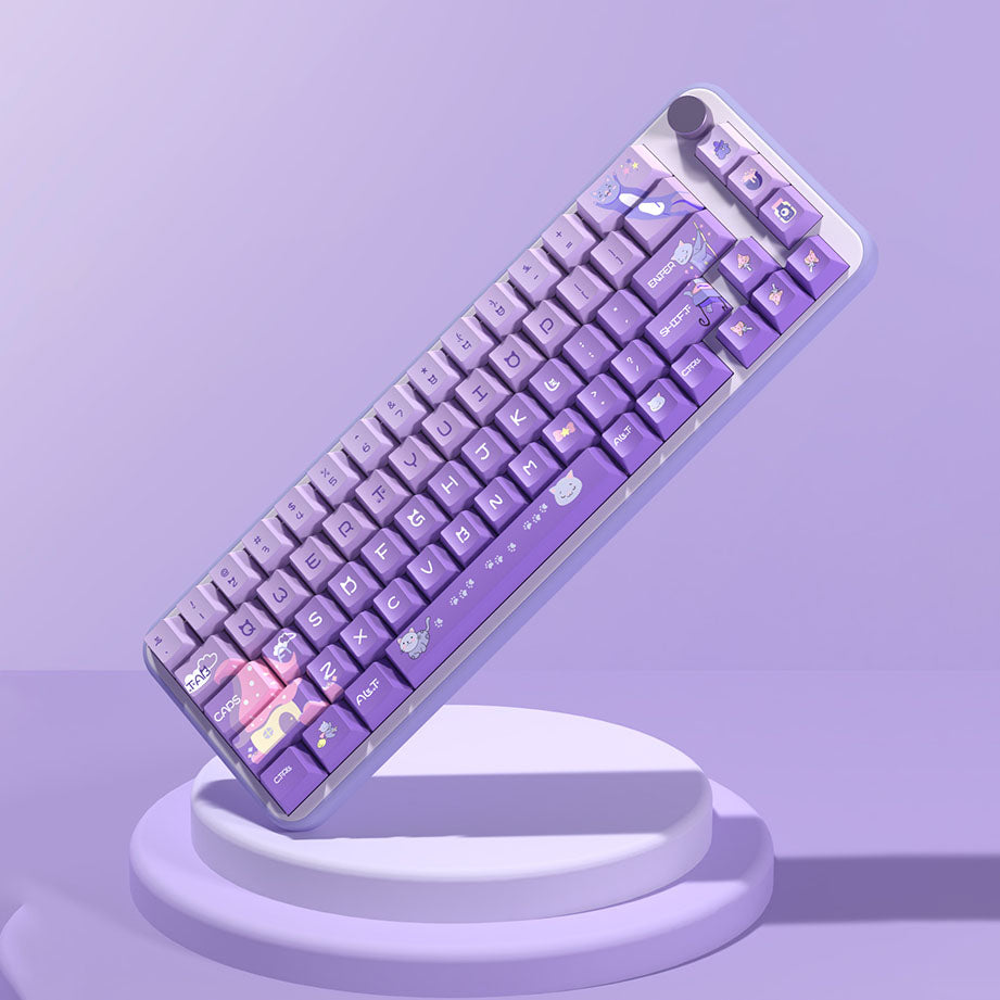 Cartoon Kitty Purple Keycap Set