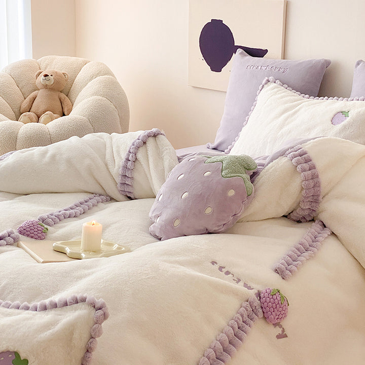 Purple Strawberry Bedding Set