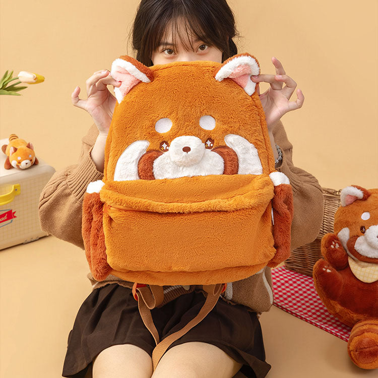 Kawaii Red Bear Plush Backpack