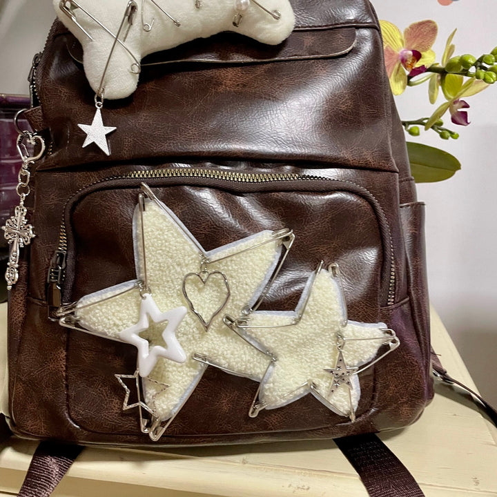 Vintage Stars PU Leather Backpack