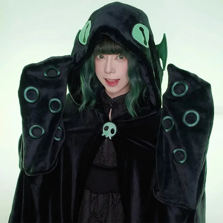 Halloween Cartoon Octopus Wearable Hooded Blanket