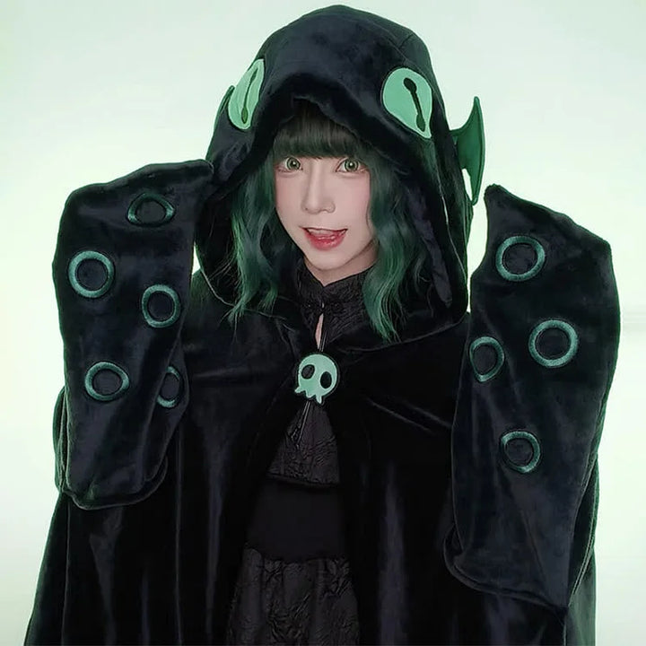 Halloween Cartoon Octopus Wearable Hooded Blanket