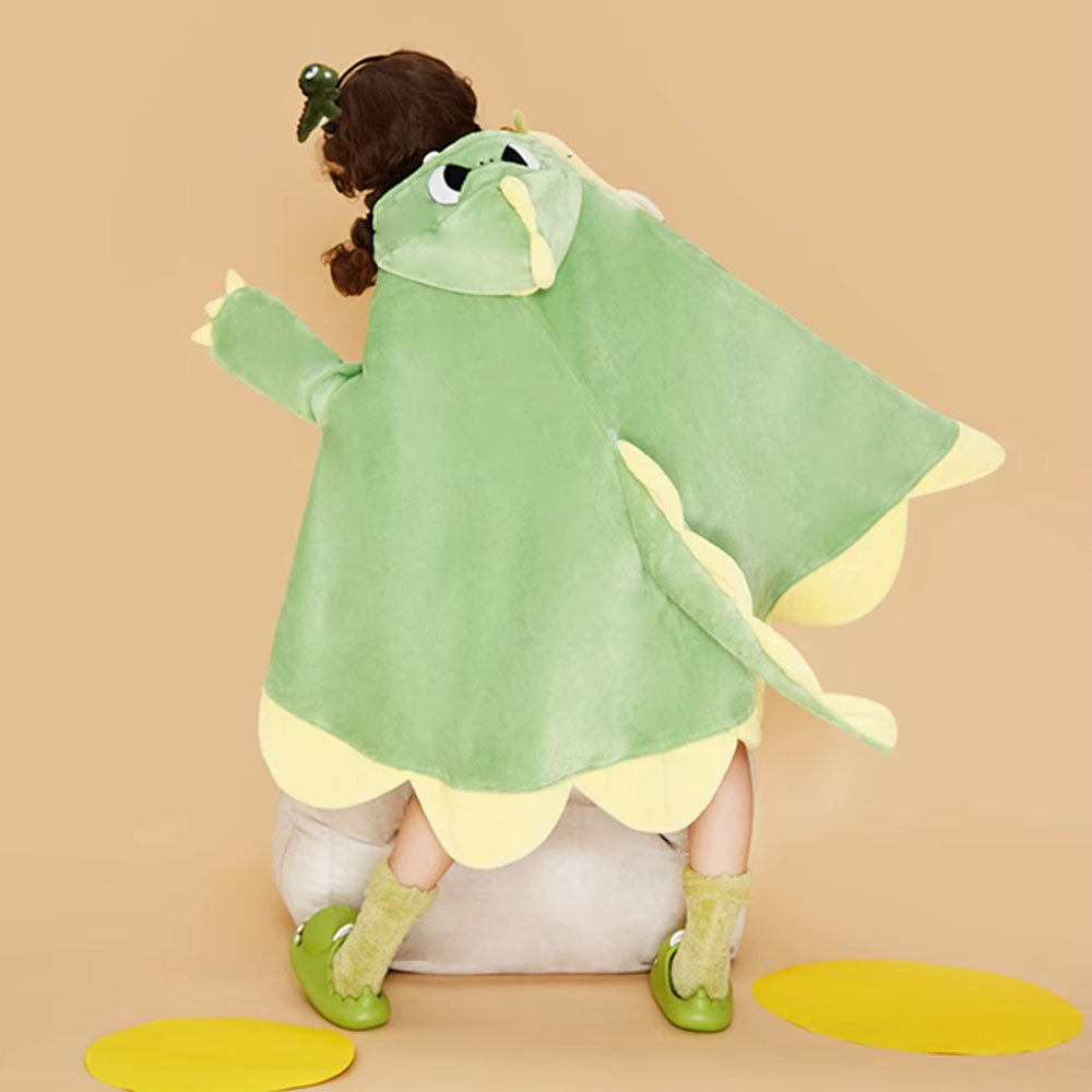 Cartoon Dinosaur Plush Hooded Blanket