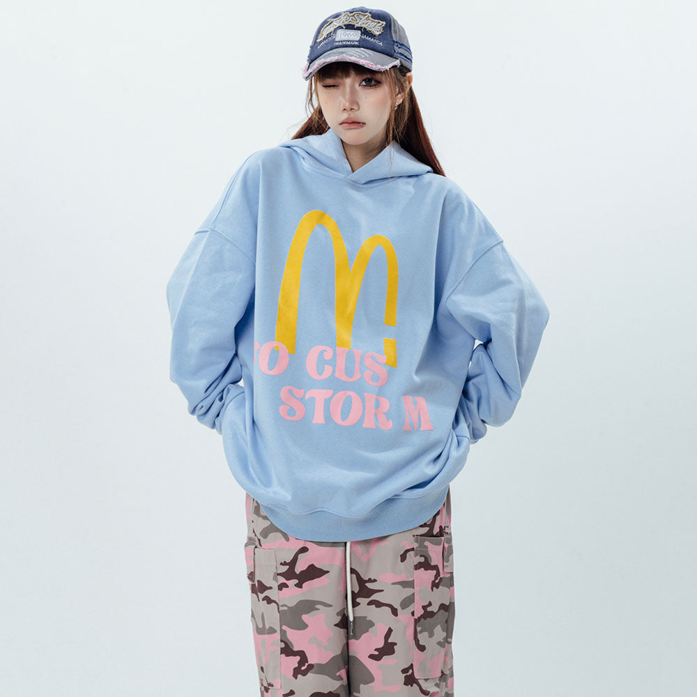 Vintage Letters Print Loose Hoodie