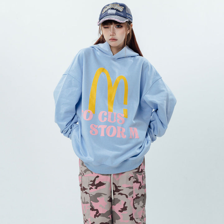Vintage Letters Print Loose Hoodie