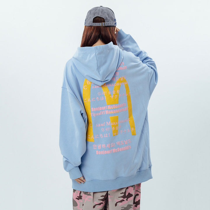 Vintage Letters Print Loose Hoodie