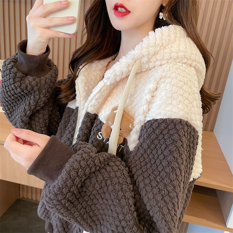 Korean-style Loose-Fit Fleece Hoodie Outerwear