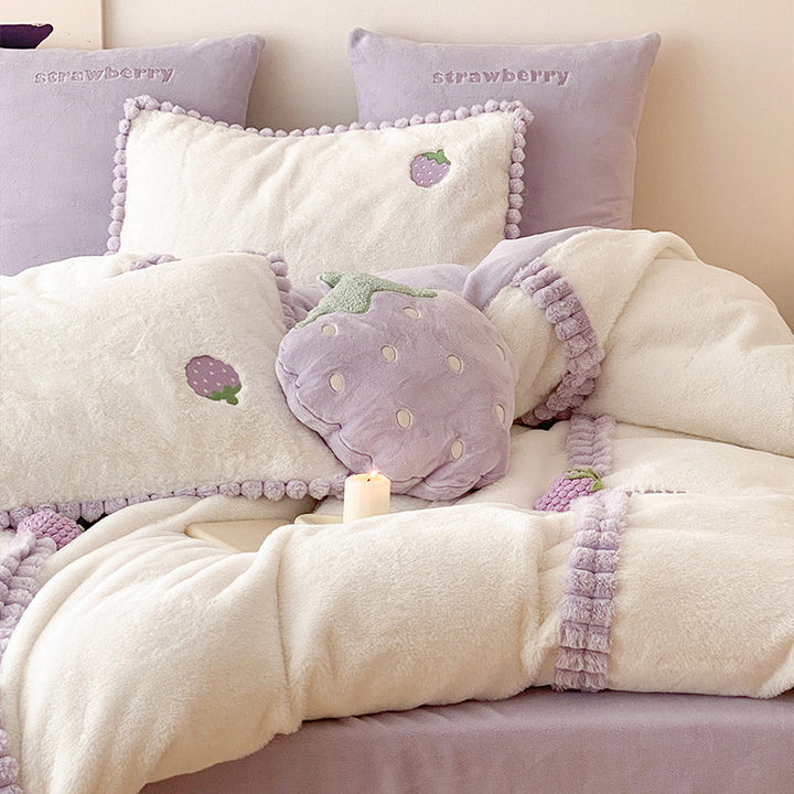 Purple Strawberry Bedding Set