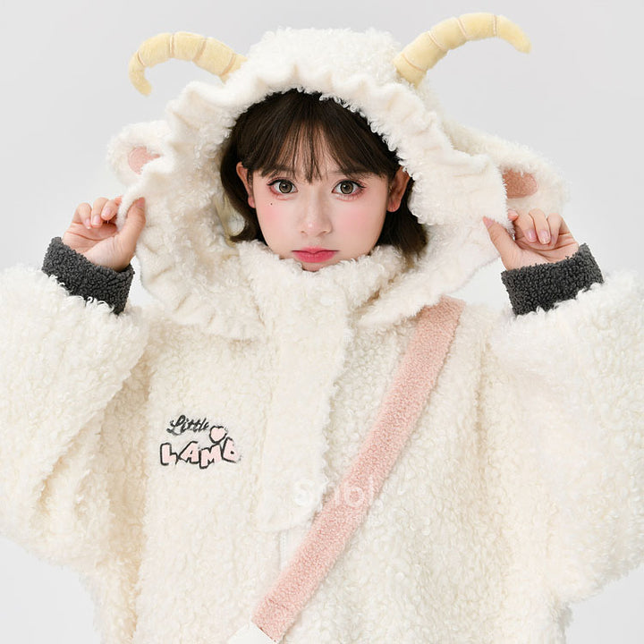 Cute Lamb Embroidered Coat