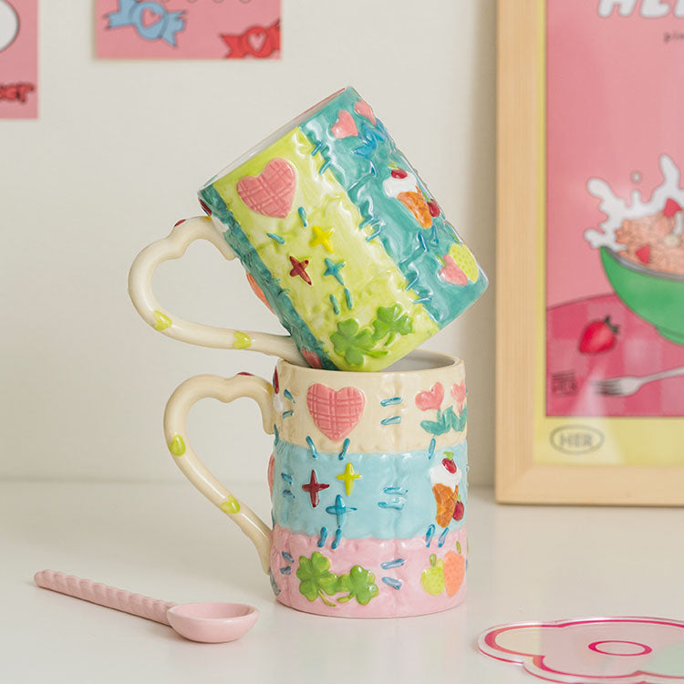 Love Heart Flower Ceramic Mug