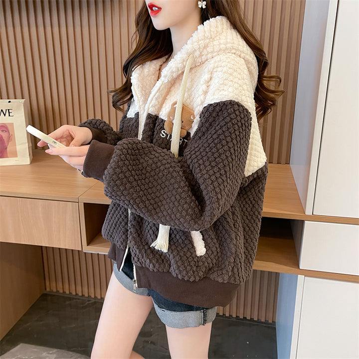 Korean-style Loose-Fit Fleece Hoodie Outerwear