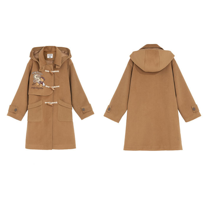 Vintage-Style Khaki Coat Mid-Length Woolen Coat