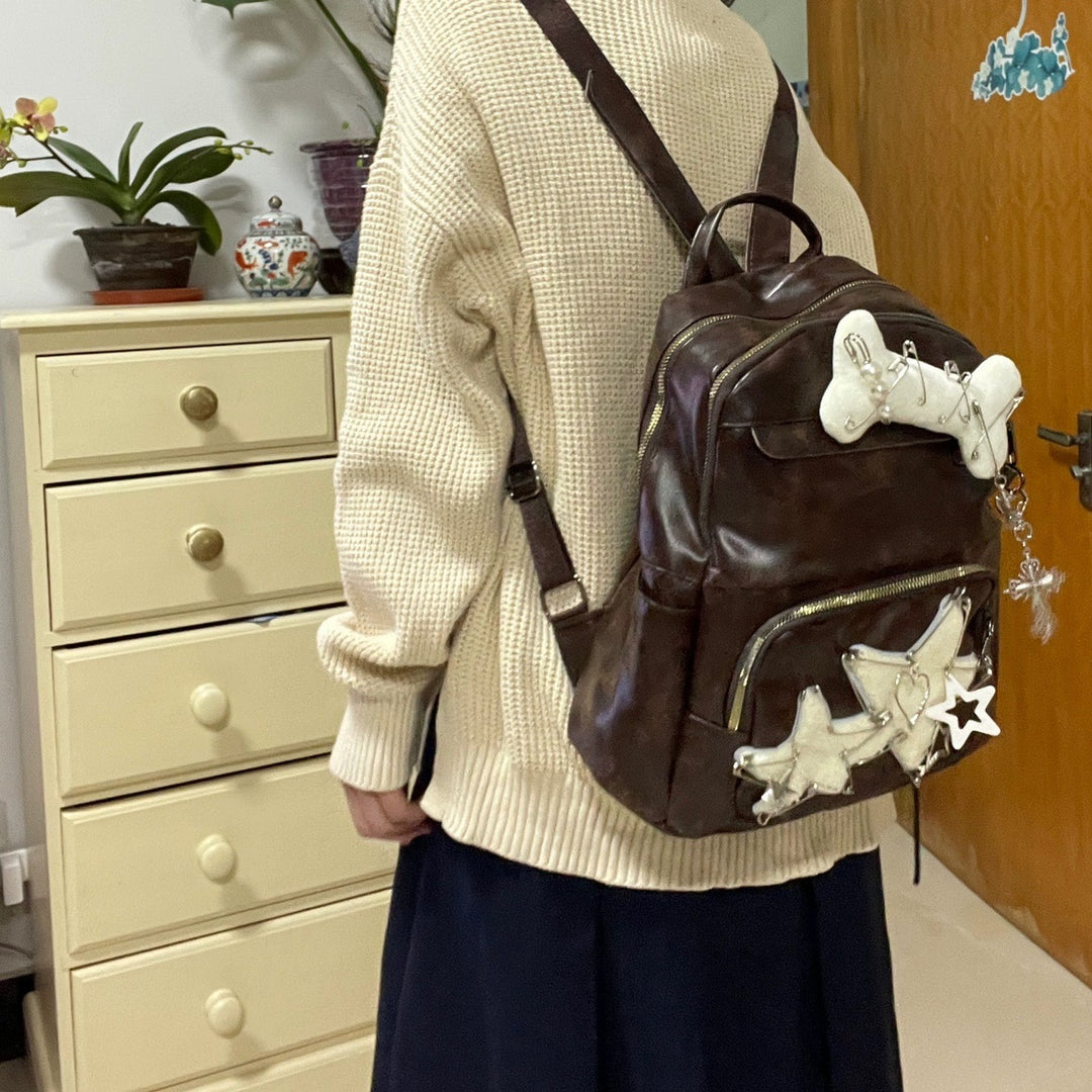 Vintage Stars PU Leather Backpack