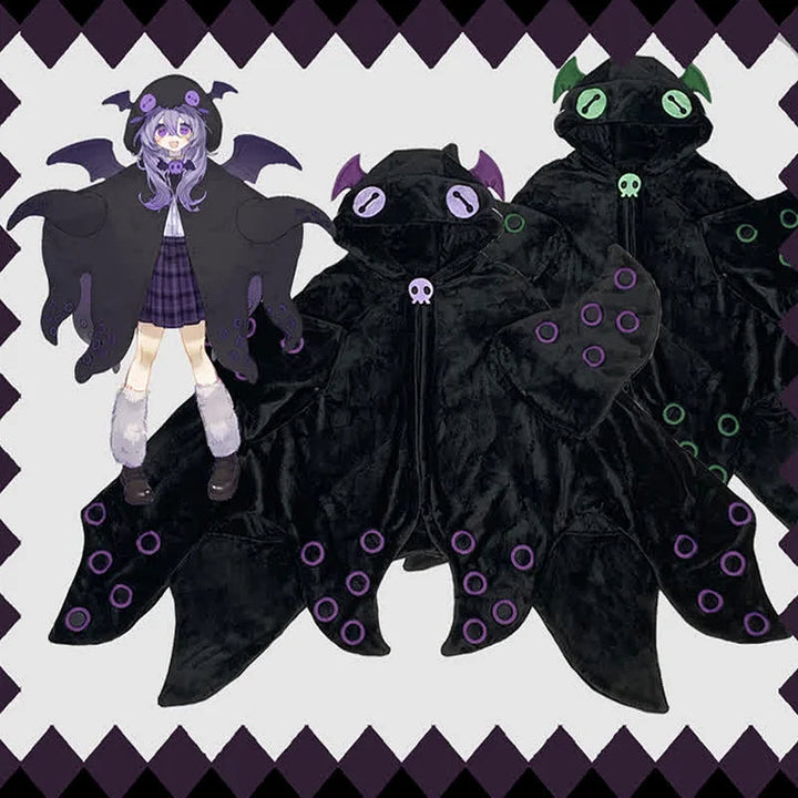 Halloween Cartoon Octopus Wearable Hooded Blanket