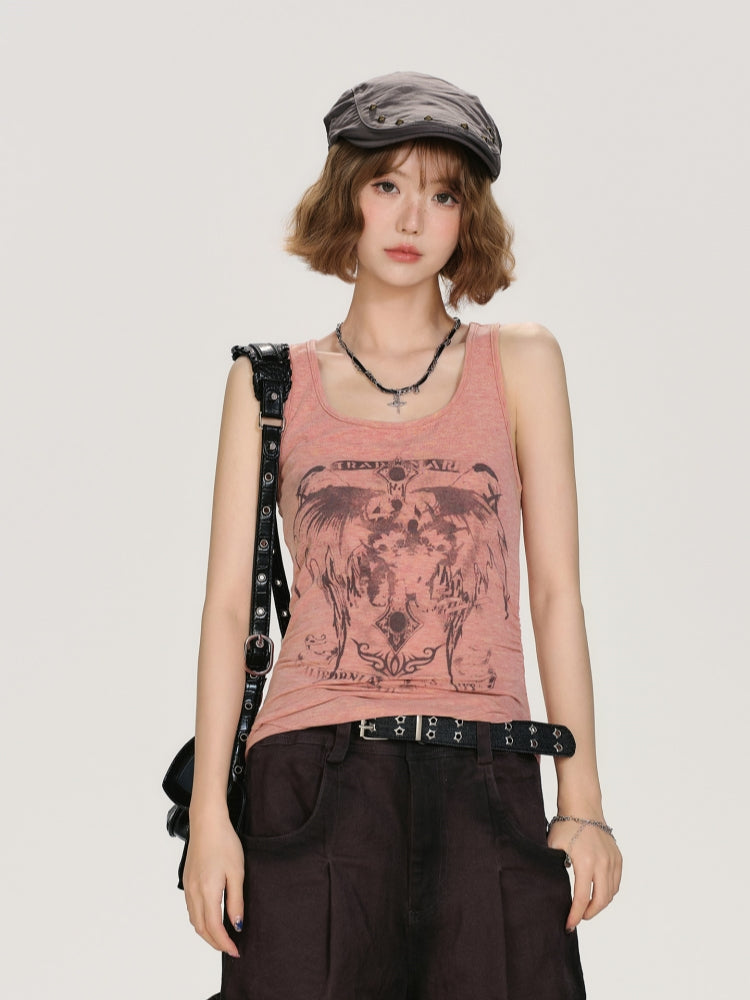 Angel Wing Print Tank Top
