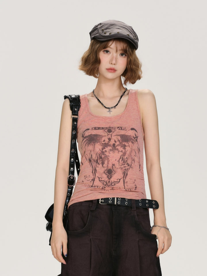Angel Wing Print Tank Top