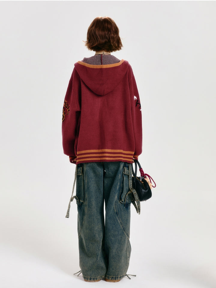 Animal Pattern Jacquard Knit Cardigan Top