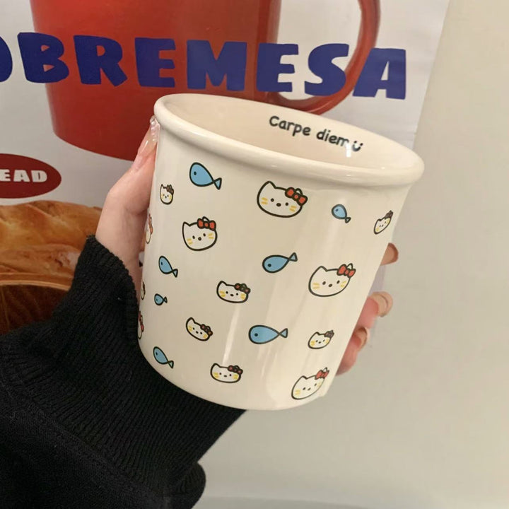 Cute Cat and Fish Mug