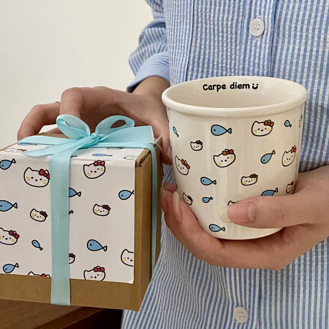 Cute Cat and Fish Mug