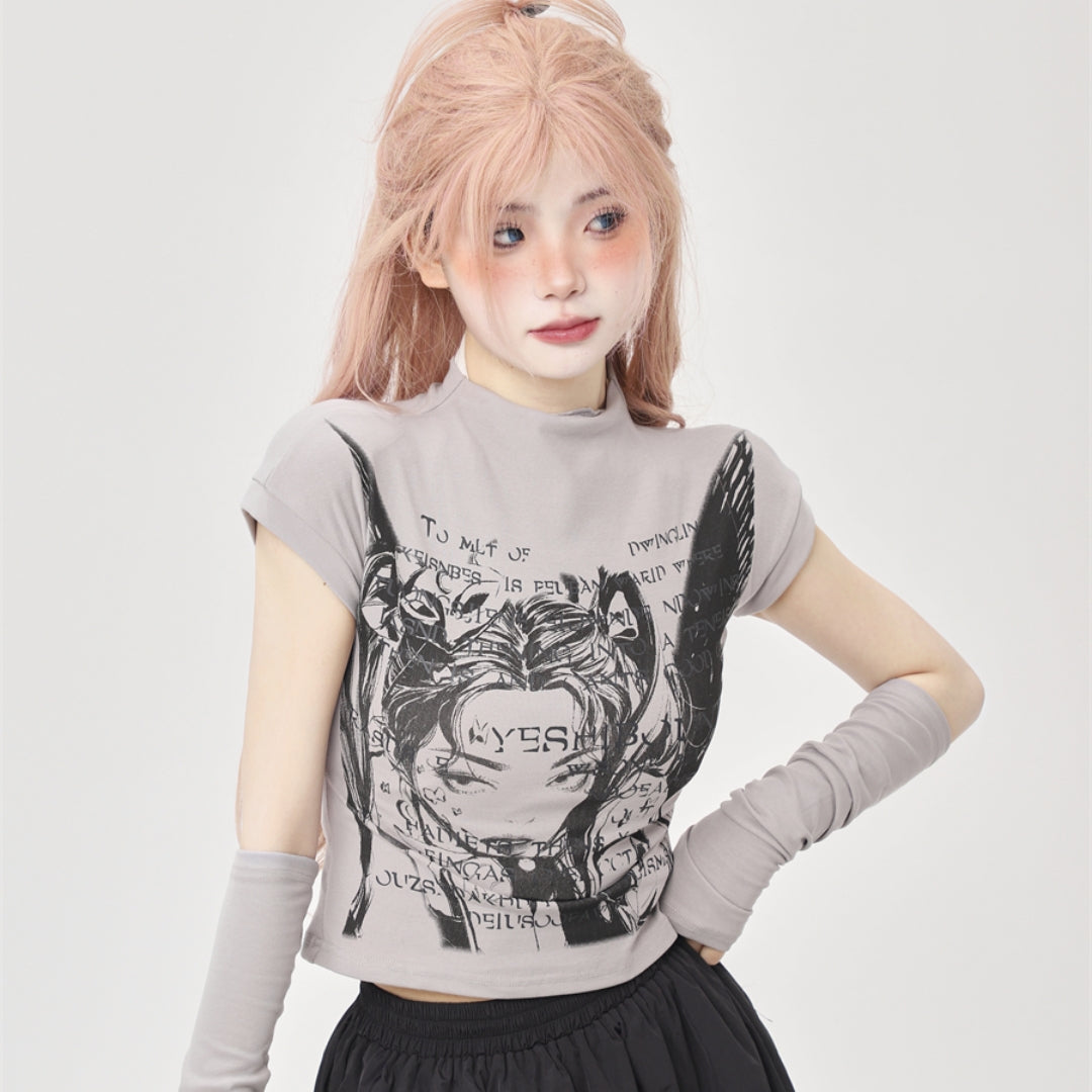Cartoon Girl Short Sleeve T-shirt