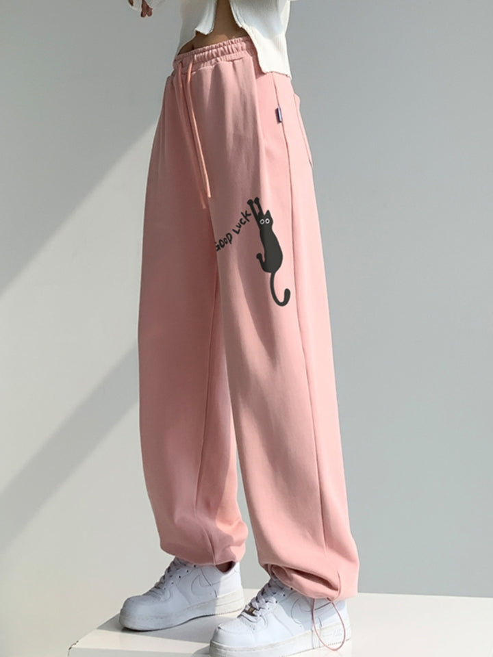 Cat Print Casual Sport Pants