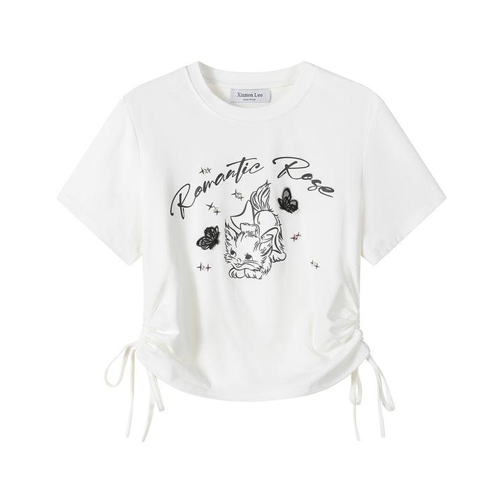 Cute Cat Print Short-Sleeve T-Shirt