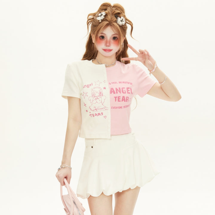 Color Block Short Cropped T-shirt
