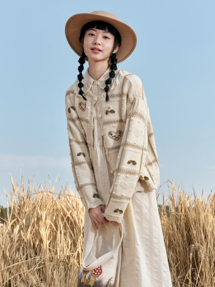 Crochet Plaid Checkered Knit Coat